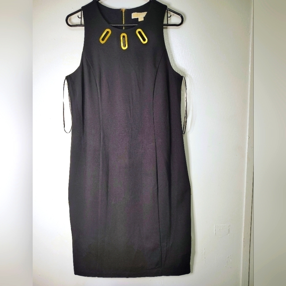 Michael Kors women's,mini dress party cocktail size 8, stretch, full zip, black.